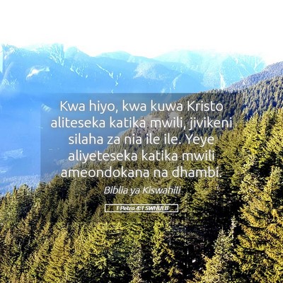 Picture 05 - 1 Petro 4:1 SWHULB - Kwa hiyo, kwa kuwa Kristo aliteseka katika mwili, - Bible Verse Picture