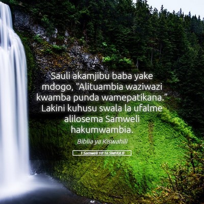 Picture 05 - 1 Samweli 10:16 SWHULB - Sauli akamjibu baba yake mdogo, “Alituambia - Bible Verse Picture
