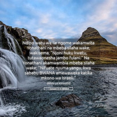 Picture 05 - 1 Samweli 14:12 SWHULB - Ndipo watu wa ile ngome wakamwita Yonathani na - Bible Verse Picture