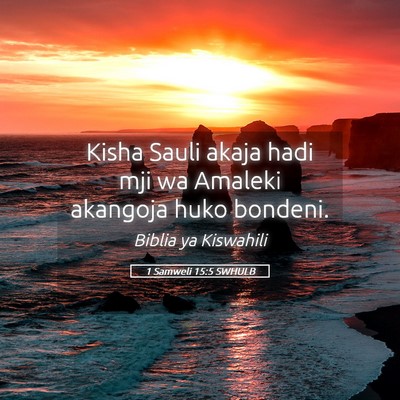 Picture 05 - 1 Samweli 15:5 SWHULB - Kisha Sauli akaja hadi mji wa Amaleki akangoja - Bible Verse Picture