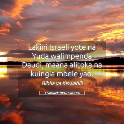 Picture 05 - 1 Samweli 18:16 SWHULB - Lakini Israeli yote na Yuda walimpenda Daudi, - Bible Verse Picture