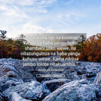 Picture 05 - 1 Samweli 19:3 SWHULB - Nami nitatoka nje na kusimama kando ya baba yangu - Bible Verse Picture