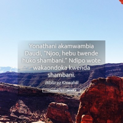 Picture 05 - 1 Samweli 20:11 SWHULB - Yonathani akamwambia Daudi, “Njoo, hebu twende - Bible Verse Picture