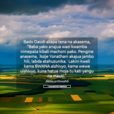 Picture 05 - 1 Samweli 20:3 SWHULB - Bado Daudi aliapa tena na akasema, “Baba yako - Bible Verse Picture