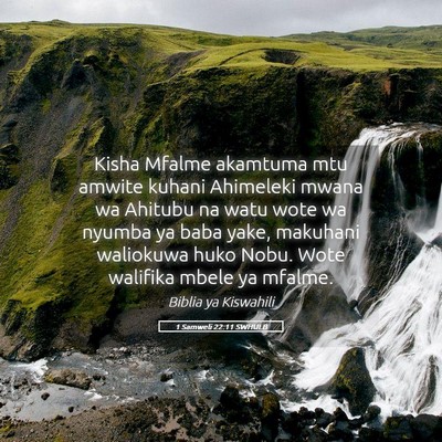 Picture 05 - 1 Samweli 22:11 SWHULB - Kisha Mfalme akamtuma mtu amwite kuhani Ahimeleki - Bible Verse Picture
