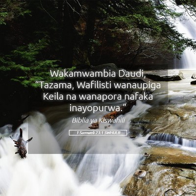 Picture 05 - 1 Samweli 23:1 SWHULB - Wakamwambia Daudi, “Tazama, Wafilisti wanaupiga - Bible Verse Picture