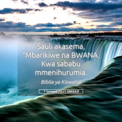 Picture 05 - 1 Samweli 23:21 SWHULB - Sauli akasema, “Mbarikiwe na BWANA. Kwa sababu - Bible Verse Picture