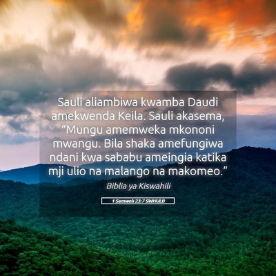 Picture 05 - 1 Samweli 23:7 SWHULB - Sauli aliambiwa kwamba Daudi amekwenda Keila. - Bible Verse Picture