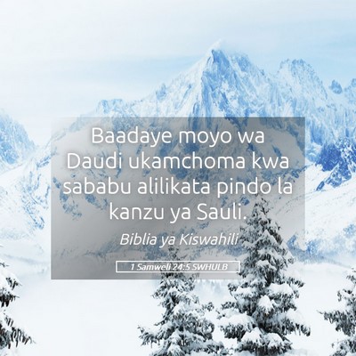 Picture 05 - 1 Samweli 24:5 SWHULB - Baadaye moyo wa Daudi ukamchoma kwa sababu - Bible Verse Picture