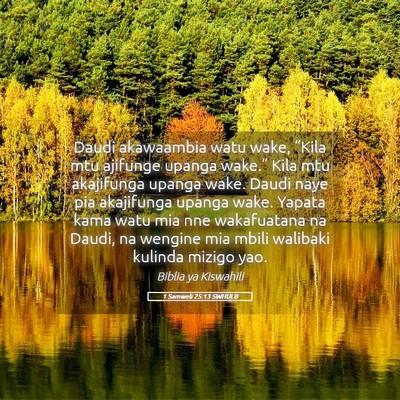 Picture 05 - 1 Samweli 25:13 SWHULB - Daudi akawaambia watu wake, “Kila mtu ajifunge - Bible Verse Picture