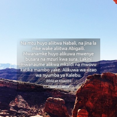 Picture 05 - 1 Samweli 25:3 SWHULB - Na mtu huyo aliitwa Nabali, na jina la mke wake - Bible Verse Picture