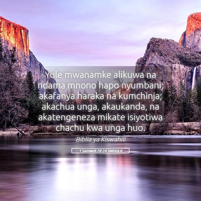 Picture 05 - 1 Samweli 28:24 SWHULB - Yule mwanamke alikuwa na ndama mnono hapo - Bible Verse Picture