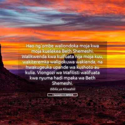 Picture 05 - 1 Samweli 6:12 SWHULB - Hao ng'ombe waliondoka moja kwa moja kuelekea - Bible Verse Picture
