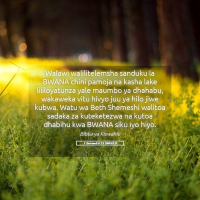 Picture 05 - 1 Samweli 6:15 SWHULB - Walawi walilitelemsha sanduku la BWANA chini - Bible Verse Picture