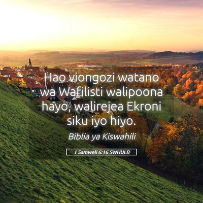 Picture 05 - 1 Samweli 6:16 SWHULB - Hao viongozi watano wa Wafilisti walipoona hayo, - Bible Verse Picture