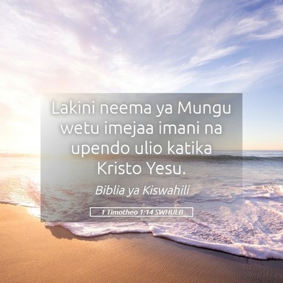 Picture 05 - 1 Timotheo 1:14 SWHULB - Lakini neema ya Mungu wetu imejaa imani na upendo - Bible Verse Picture
