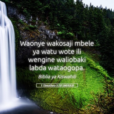 Picture 05 - 1 Timotheo 5:20 SWHULB - Waonye wakosaji mbele ya watu wote ili wengine - Bible Verse Picture