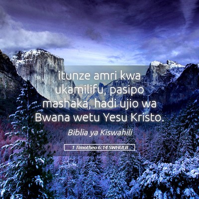 Picture 05 - 1 Timotheo 6:14 SWHULB - itunze amri kwa ukamilifu, pasipo mashaka, hadi - Bible Verse Picture
