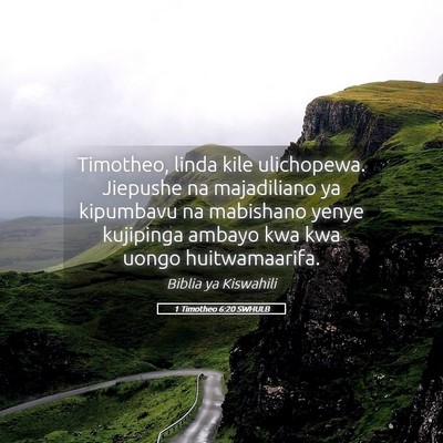 Picture 05 - 1 Timotheo 6:20 SWHULB - Timotheo, linda kile ulichopewa. Jiepushe na - Bible Verse Picture