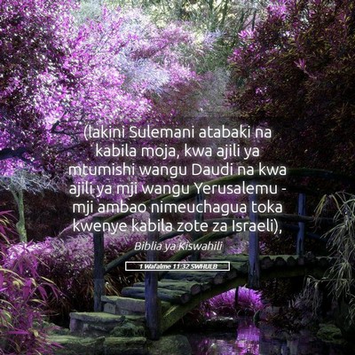 Picture 05 - 1 Wafalme 11:32 SWHULB - (lakini Sulemani atabaki na kabila moja, kwa - Bible Verse Picture