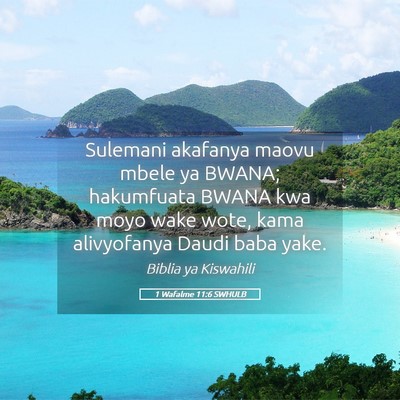 Picture 05 - 1 Wafalme 11:6 SWHULB - Sulemani akafanya maovu mbele ya BWANA; - Bible Verse Picture