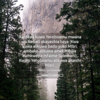 Picture 05 - 1 Wafalme 12:2 SWHULB - Ikatokea kuwa Yeroboamu mwana wa Nebati - Bible Verse Picture