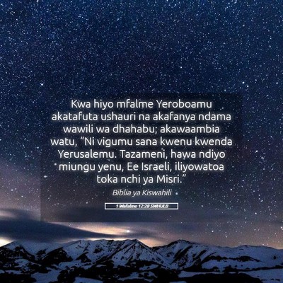 Picture 05 - 1 Wafalme 12:28 SWHULB - Kwa hiyo mfalme Yeroboamu akatafuta ushauri na - Bible Verse Picture