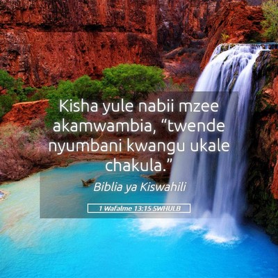 Picture 05 - 1 Wafalme 13:15 SWHULB - Kisha yule nabii mzee akamwambia, “twende - Bible Verse Picture