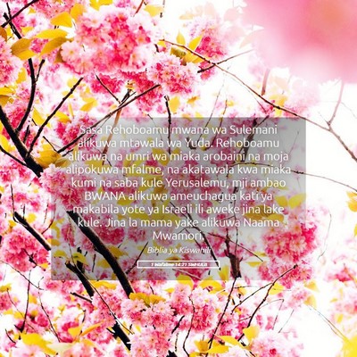 Picture 05 - 1 Wafalme 14:21 SWHULB - Sasa Rehoboamu mwana wa Sulemani alikuwa mtawala - Bible Verse Picture