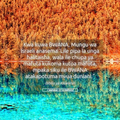 Picture 05 - 1 Wafalme 17:14 SWHULB - Kwa kuwa BWANA, Mungu wa Israeli anasema 'Lile - Bible Verse Picture