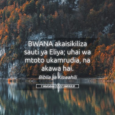 Picture 05 - 1 Wafalme 17:22 SWHULB - BWANA akaisikiliza sauti ya Eliya; uhai wa mtoto - Bible Verse Picture