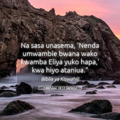 Picture 05 - 1 Wafalme 18:14 SWHULB - Na sasa unasema, 'Nenda umwambie bwana wako - Bible Verse Picture