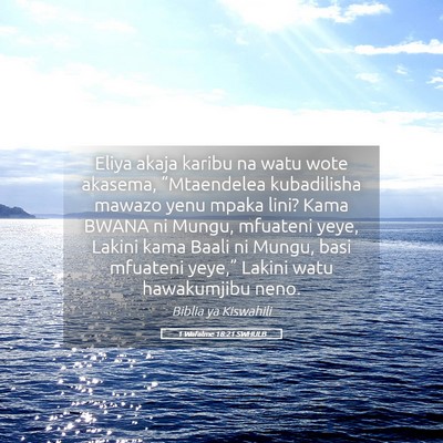 Picture 05 - 1 Wafalme 18:21 SWHULB - Eliya akaja karibu na watu wote akasema, - Bible Verse Picture