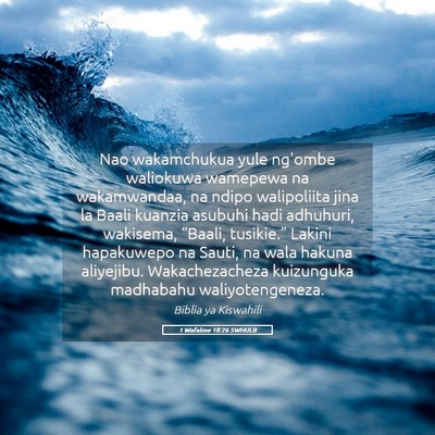 Picture 05 - 1 Wafalme 18:26 SWHULB - Nao wakamchukua yule ng'ombe waliokuwa wamepewa - Bible Verse Picture