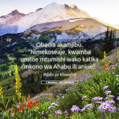 Picture 05 - 1 Wafalme 18:9 SWHULB - Obadia akamjibu. “Nimekoseaje, kwamba umtoe - Bible Verse Picture