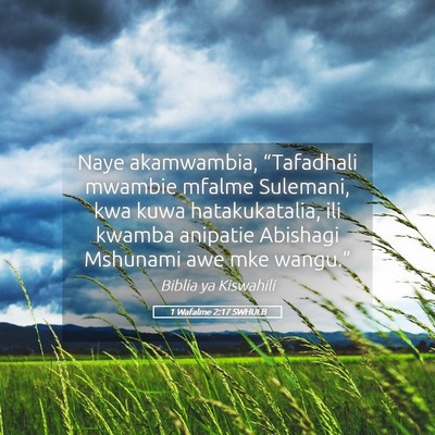 Picture 05 - 1 Wafalme 2:17 SWHULB - Naye akamwambia, “Tafadhali mwambie mfalme - Bible Verse Picture