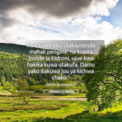 Picture 05 - 1 Wafalme 2:37 SWHULB - Kwa kuwa siku utakayoenda mahali pengine, na - Bible Verse Picture