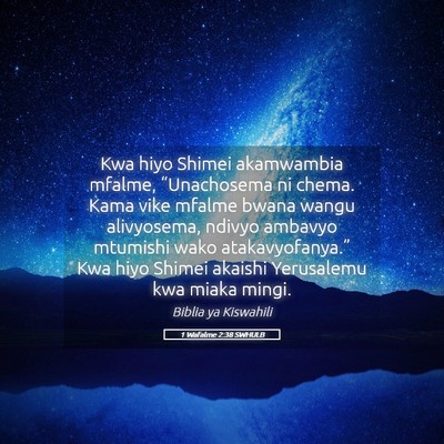 Picture 05 - 1 Wafalme 2:38 SWHULB - Kwa hiyo Shimei akamwambia mfalme, “Unachosema - Bible Verse Picture