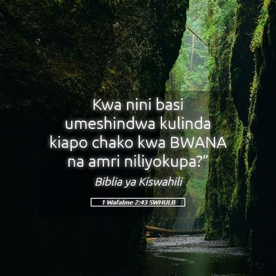 Picture 05 - 1 Wafalme 2:43 SWHULB - Kwa nini basi umeshindwa kulinda kiapo chako kwa - Bible Verse Picture
