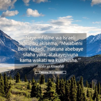 Picture 05 - 1 Wafalme 20:11 SWHULB - Naye mfalme wa Israeli akamjibu akisema, - Bible Verse Picture