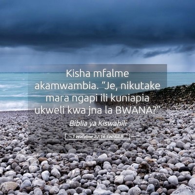 Picture 05 - 1 Wafalme 22:16 SWHULB - Kisha mfalme akamwambia. “Je, nikutake mara - Bible Verse Picture
