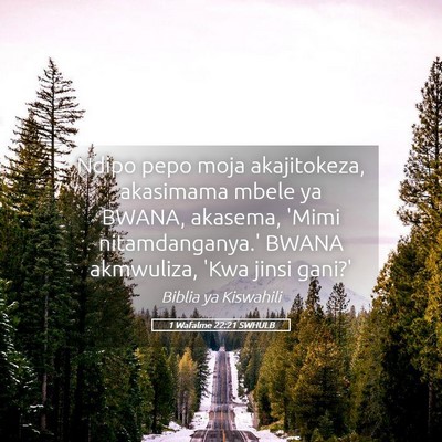 Picture 05 - 1 Wafalme 22:21 SWHULB - Ndipo pepo moja akajitokeza, akasimama mbele ya - Bible Verse Picture