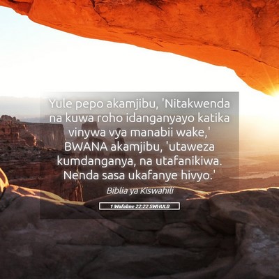 Picture 05 - 1 Wafalme 22:22 SWHULB - Yule pepo akamjibu, 'Nitakwenda na kuwa roho - Bible Verse Picture