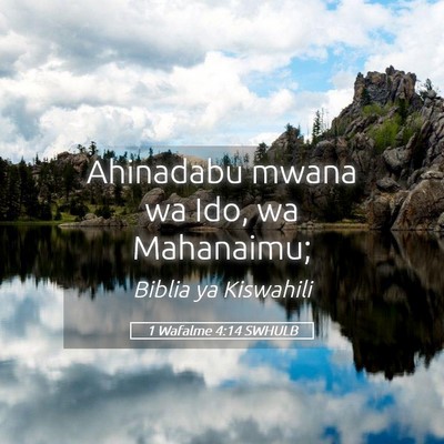 Picture 05 - 1 Wafalme 4:14 SWHULB - Ahinadabu mwana wa Ido, wa - Bible Verse Picture