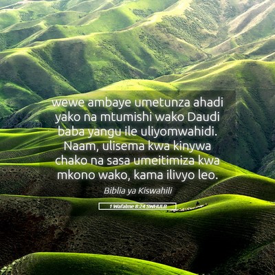 Picture 05 - 1 Wafalme 8:24 SWHULB - wewe ambaye umetunza ahadi yako na mtumishi wako - Bible Verse Picture