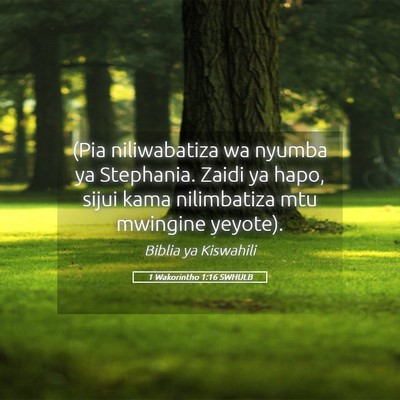 Picture 05 - 1 Wakorintho 1:16 SWHULB - (Pia niliwabatiza wa nyumba ya Stephania. Zaidi - Bible Verse Picture