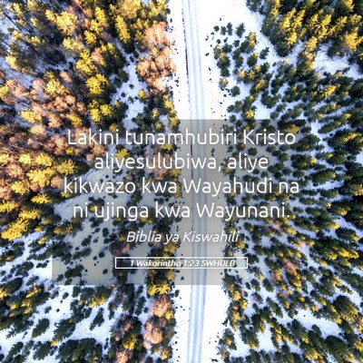 Picture 05 - 1 Wakorintho 1:23 SWHULB - Lakini tunamhubiri Kristo aliyesulubiwa, aliye - Bible Verse Picture