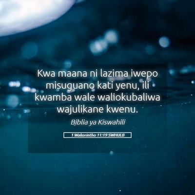 Picture 05 - 1 Wakorintho 11:19 SWHULB - Kwa maana ni lazima iwepo misuguano kati yenu, - Bible Verse Picture
