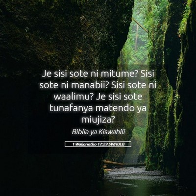 Picture 05 - 1 Wakorintho 12:29 SWHULB - Je sisi sote ni mitume? Sisi sote ni manabii? - Bible Verse Picture