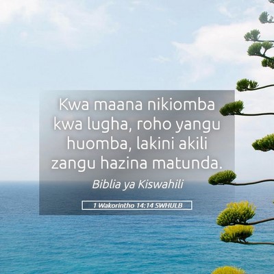 Picture 05 - 1 Wakorintho 14:14 SWHULB - Kwa maana nikiomba kwa lugha, roho yangu huomba, - Bible Verse Picture